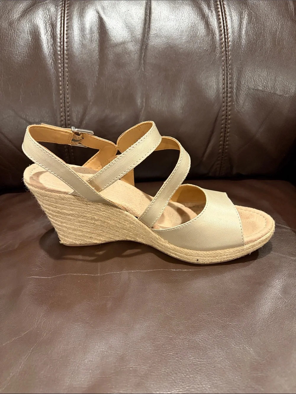 b.o.c. Women's Neutral Strappy Espadrille Wedge Sandals
